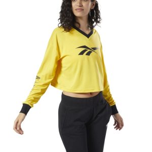 Reebok Classic Vector Crop Top Damen - HellGrün Gelb - DE 973-ZDK